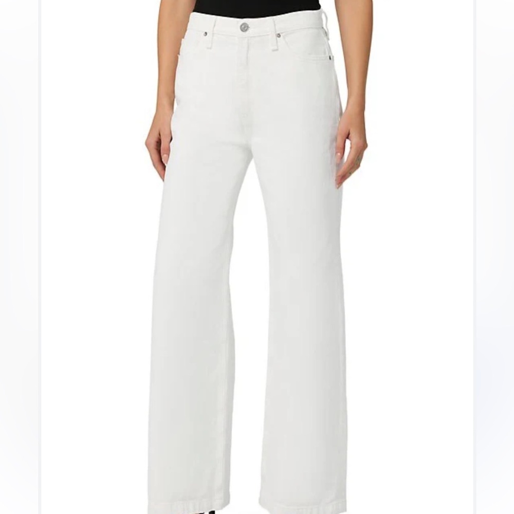Jodie 5 Pocket High Rise Wide Leg Jeans in White by Hudson Jeans